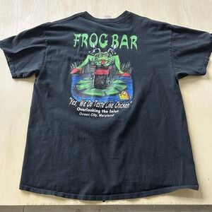 Frog Bar Ocean City MD Shirt Mens XL Black Motorcycle Biker Tee T-Shirt Gildan